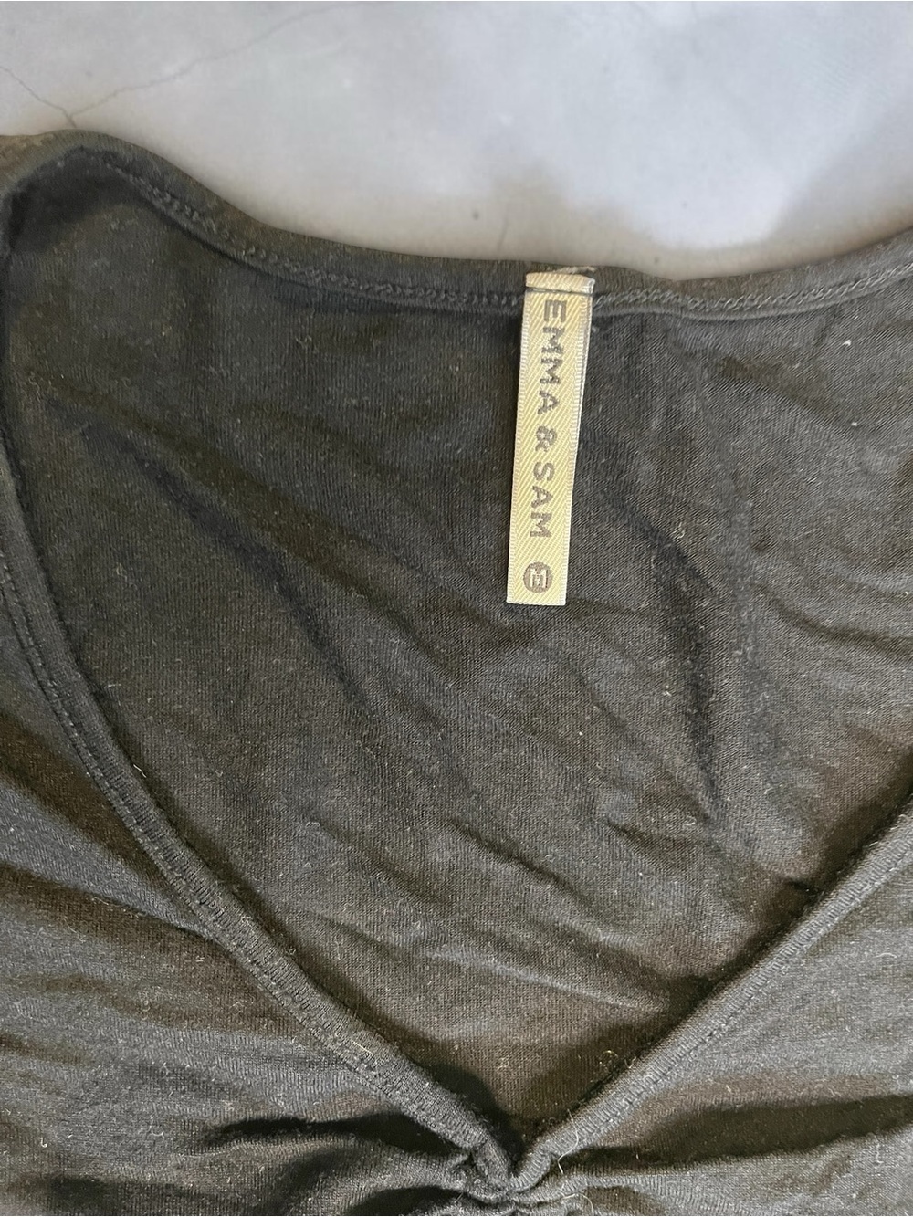 Emma & Sam Black Ruched Drawstring Crop Top - Picture 3 of 3